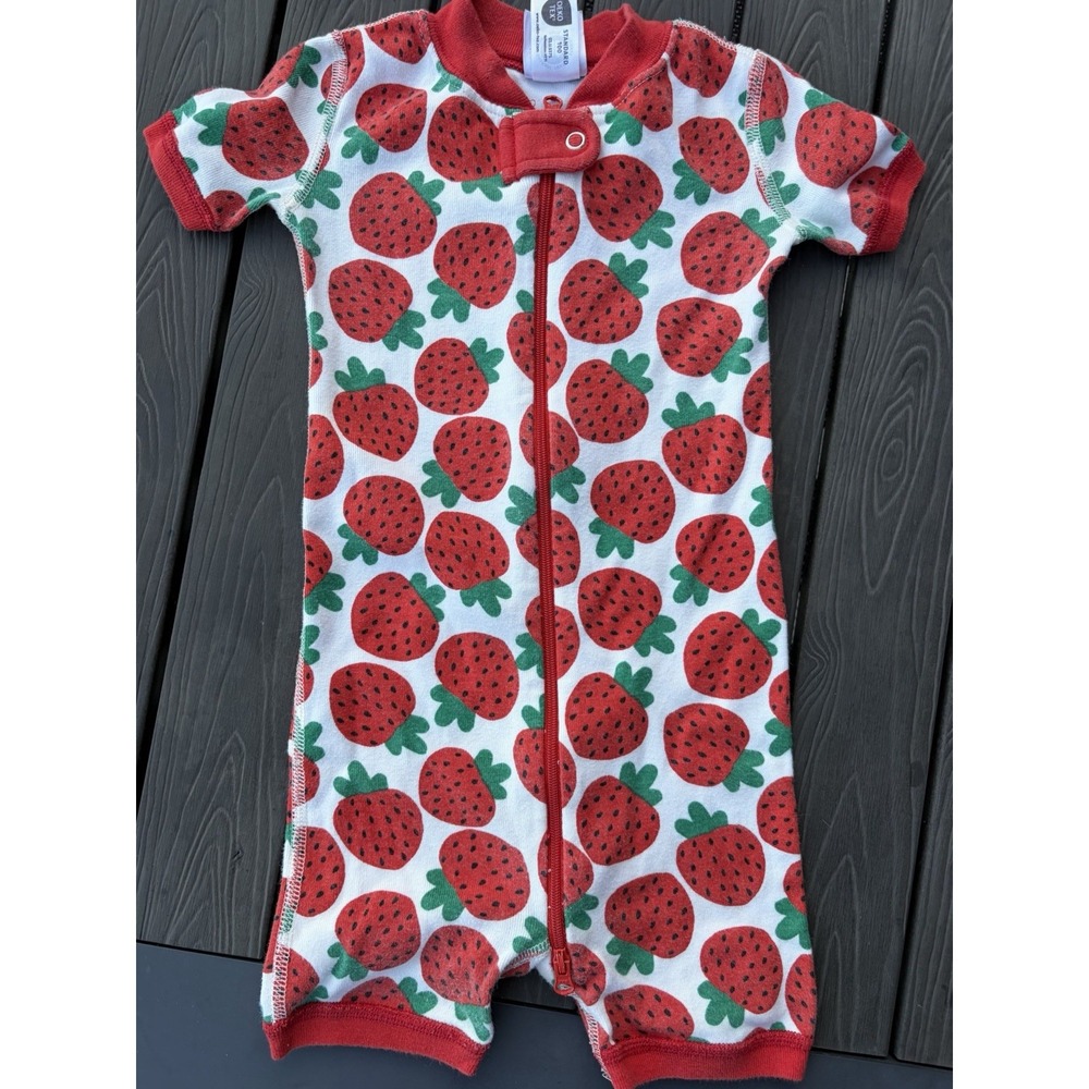 Girls Strawberry One Piece Pajama Hanna Anderson Size 18-24 Months